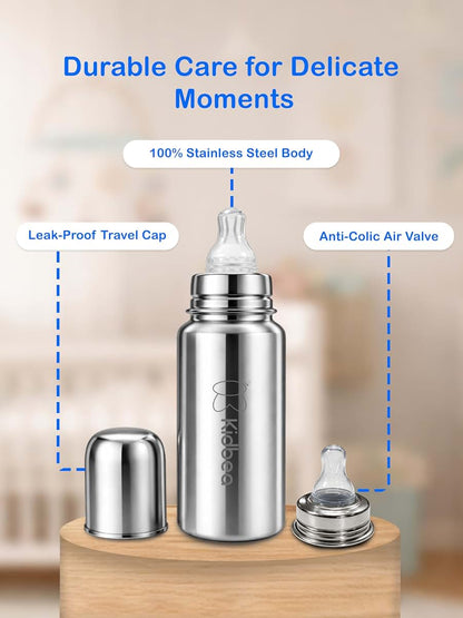 Kidbea Stainless Steel Infant Baby Feeding Bottle, 250 ML (photo 4)