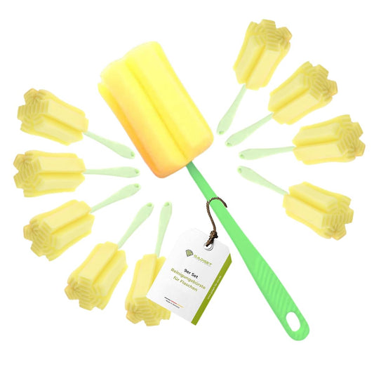 GADGET HERO Bottle Brush Set of 9 Long with Sponge Baby Bottles Glasses Drinking Bottles