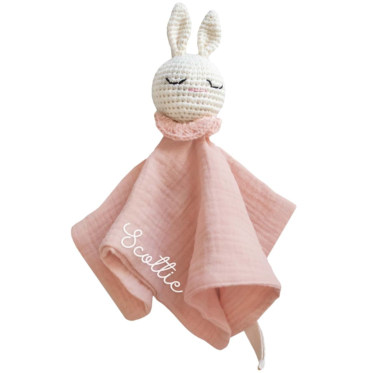 Big Newsies Personalized Bunny Lovey Security Blanket In Pink