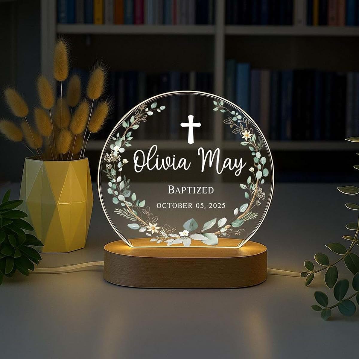OHOON Personalized Baptism Night Light with Custom Name, Christening Gift (photo 2)