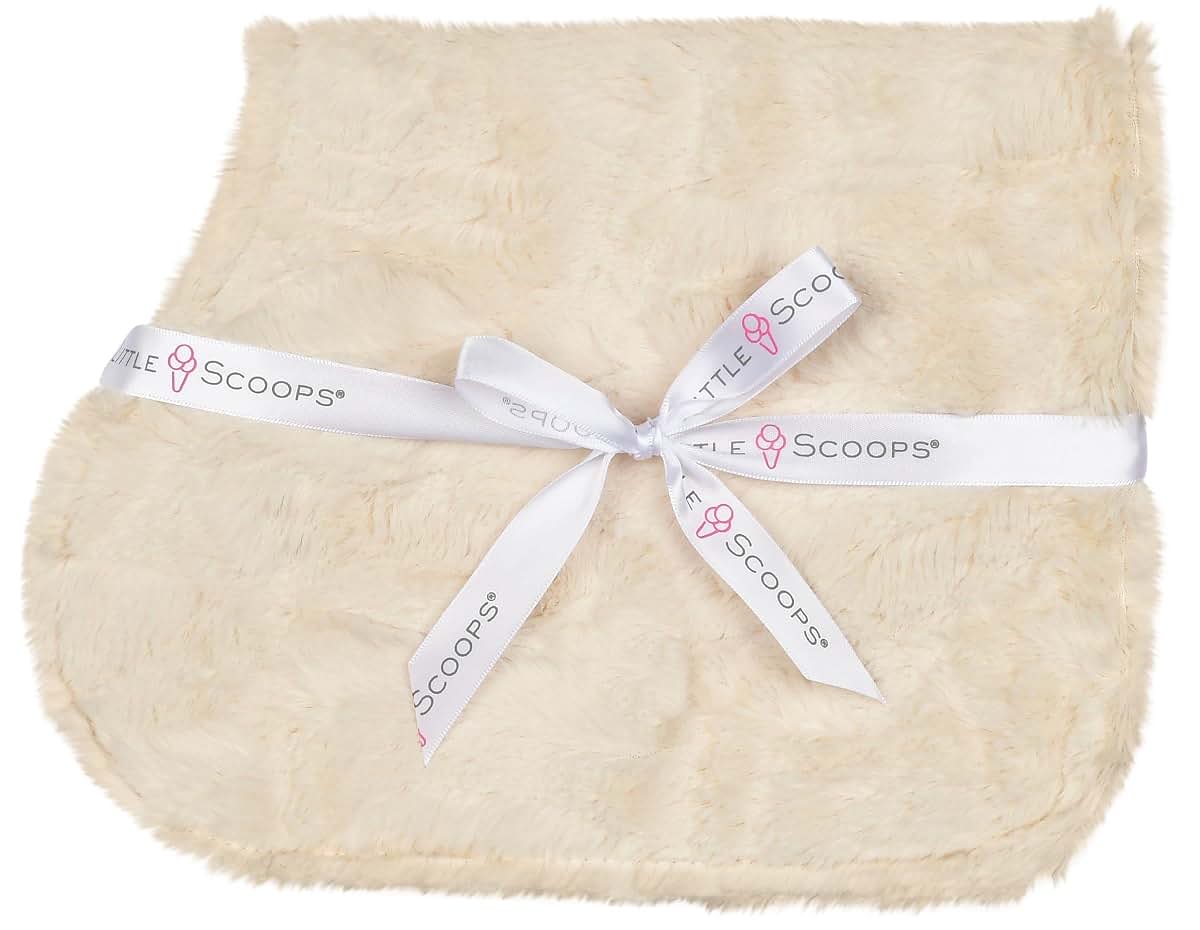 iscream Little Scoops Infant Contoured Burp Cloth - Faux Fur & Cotton Terry, Ecru