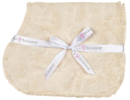iscream Little Scoops Infant Contoured Burp Cloth - Faux Fur & Cotton Terry, Ecru