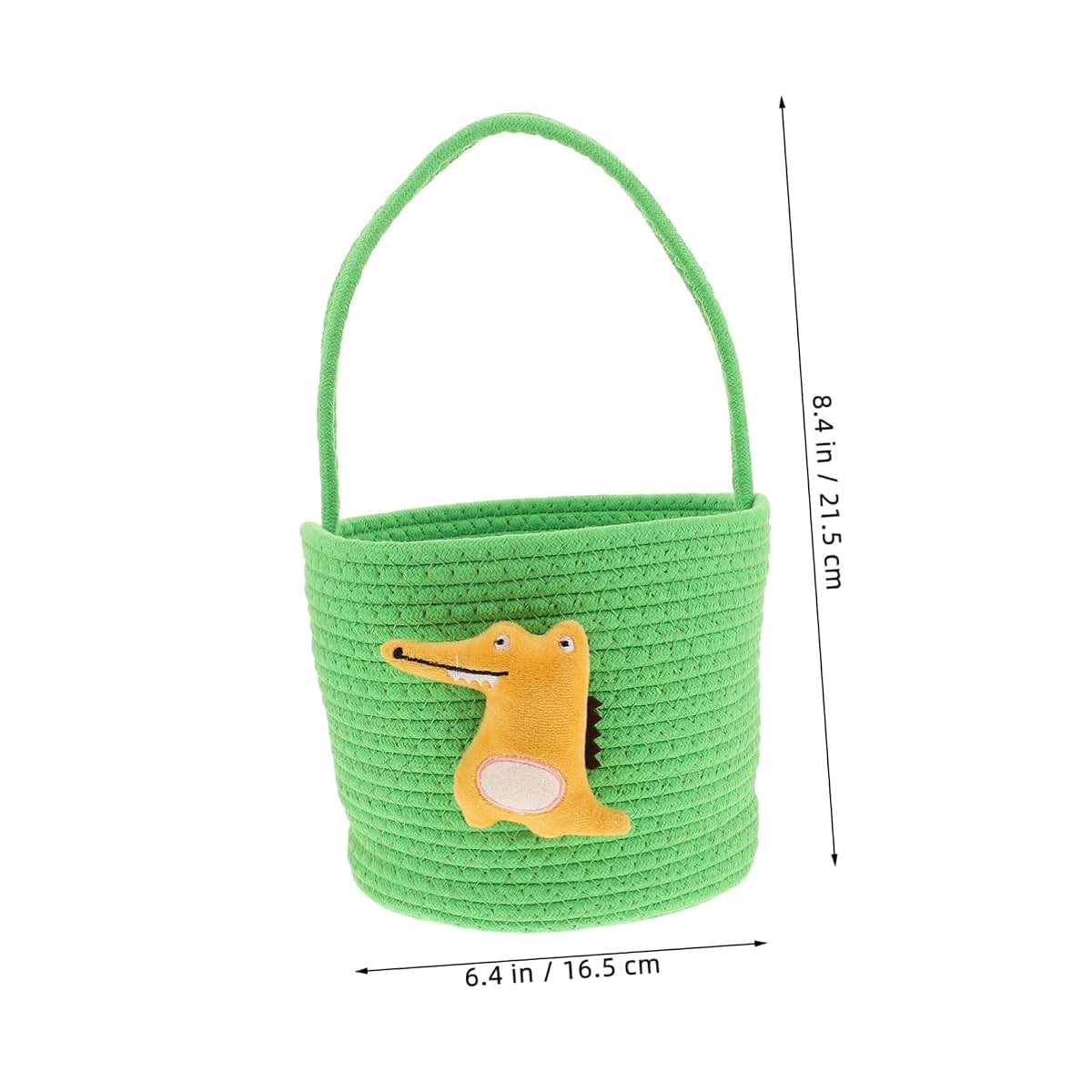 Handwoven Cotton Rope Basket with Dinosaur Nursery Storage