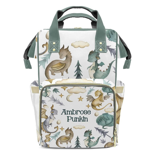 LiSoAkWE Animals Dragon Eggs Woods Personalized Diaper Bag Backpack with Name,Customized Nappy Backpack for Baby Girls