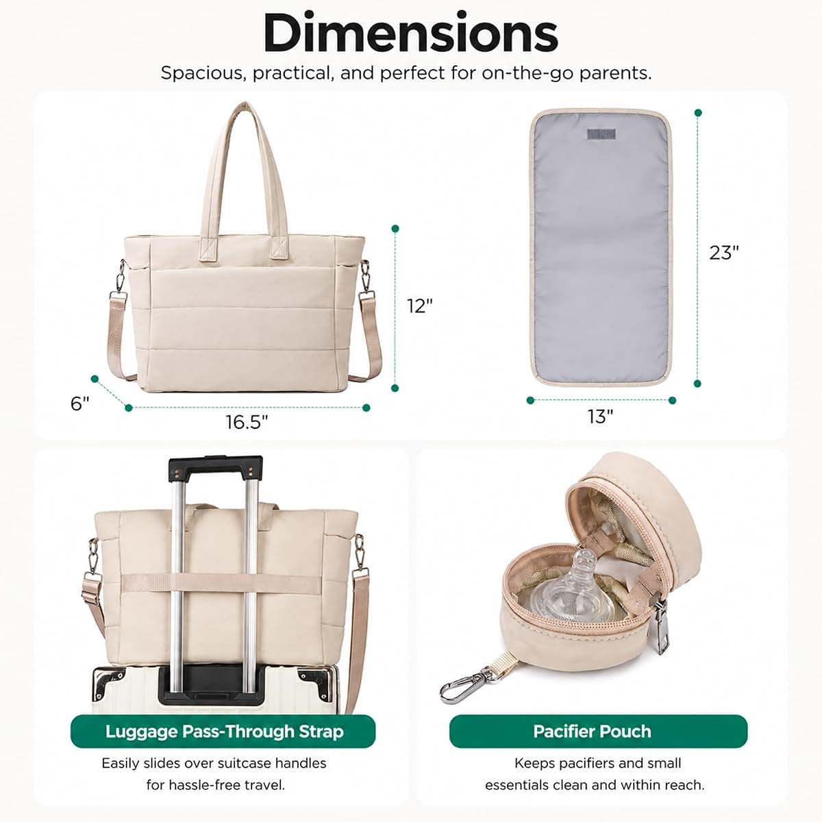 NPSJKJS Diaper Bag Tote Large Puffer Baby Bag for Travel with Pacifier Case (photo 4)