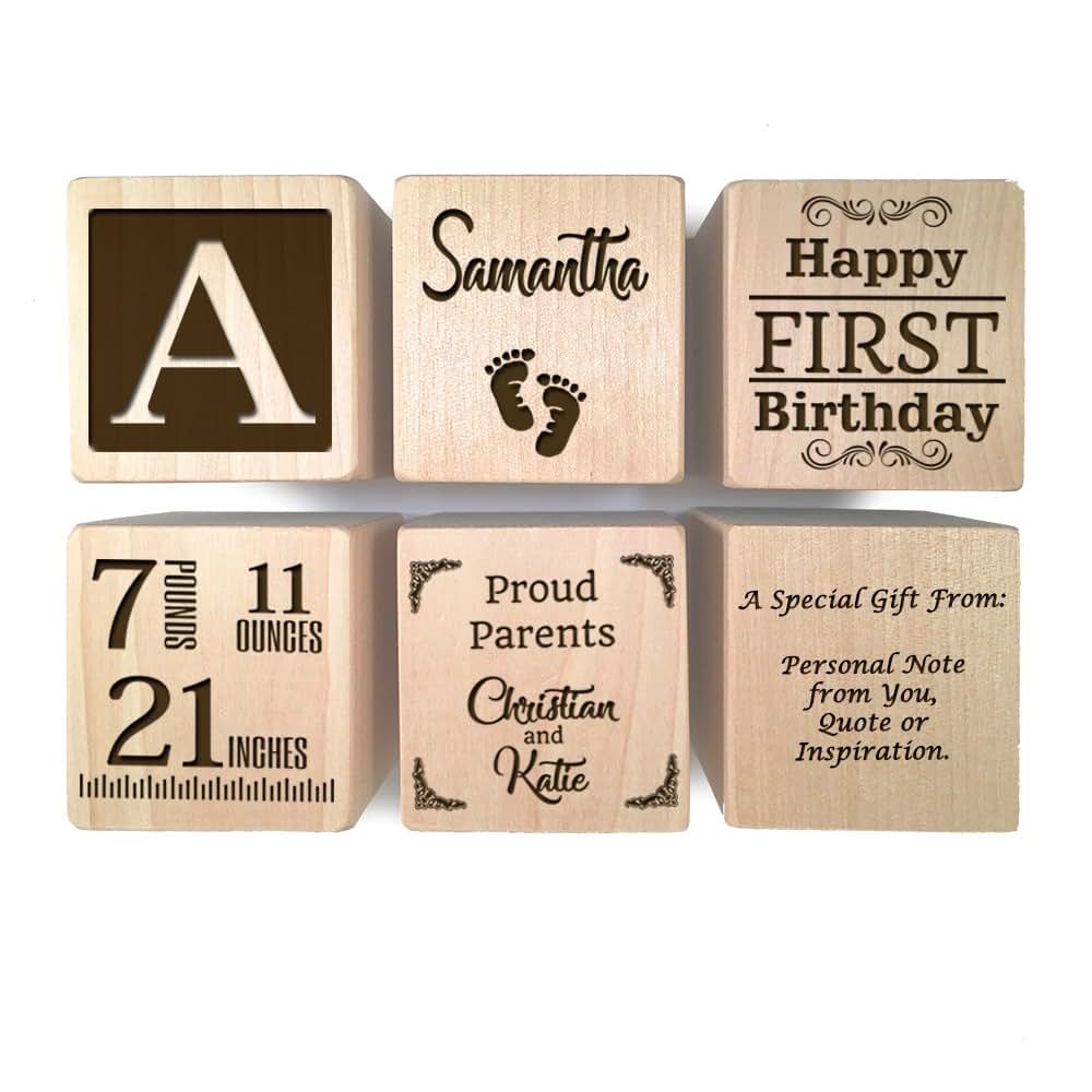Glitzby Personalized Wooden Block First Birthday Gift (photo 2)