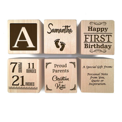 Glitzby Personalized Wooden Block First Birthday Gift (photo 2)