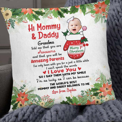 46Custom Personalized Square Pillow for New Parents from Baby Family New Parents Gifts Grandma Told Me You are Awesome