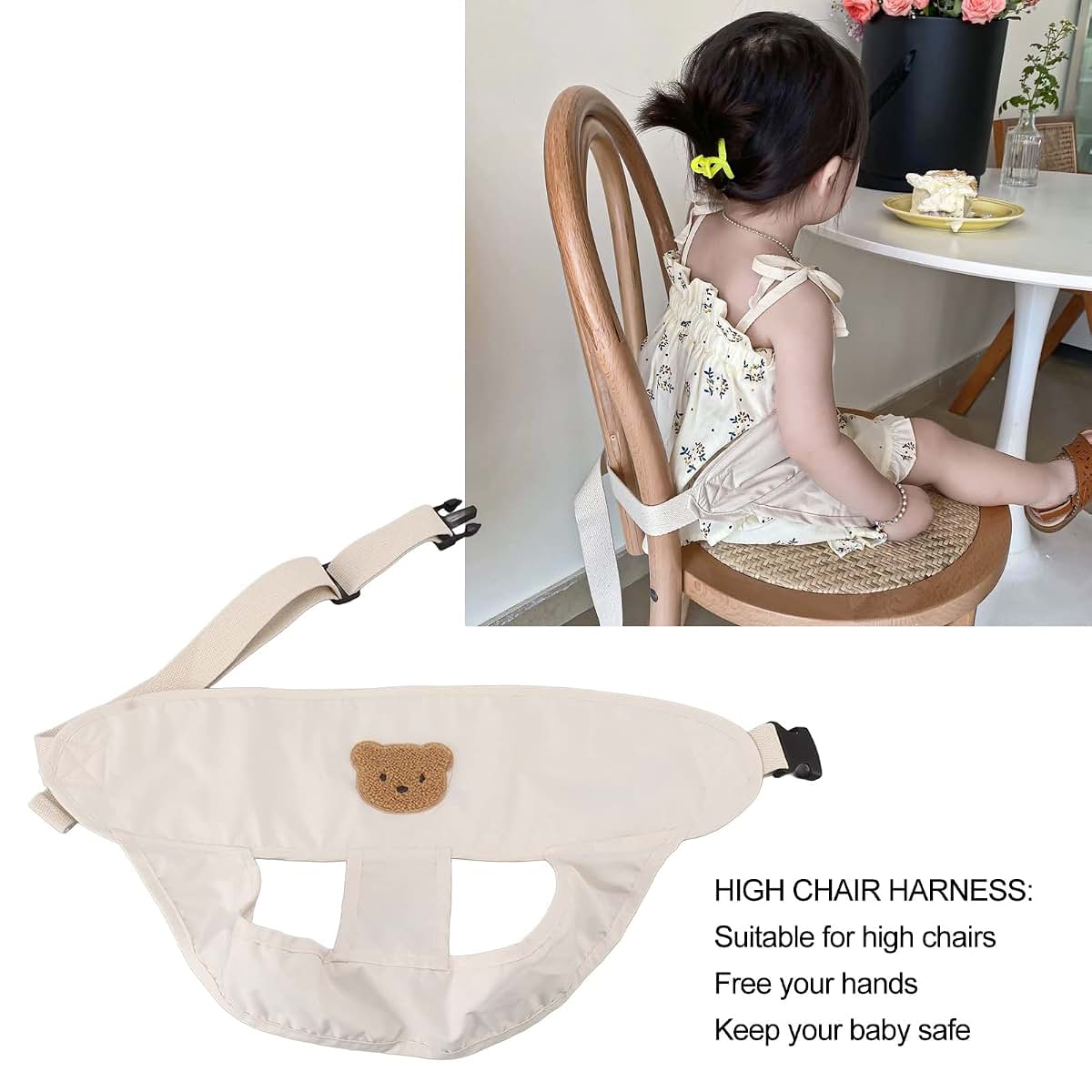 BabyOneStop Baby High Chair Harness, Adjustable Polyester Feeding Strap, Khaki, 54cm