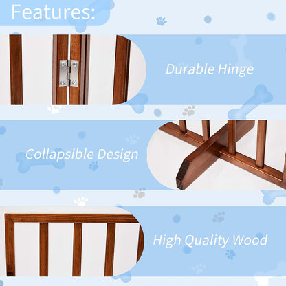 Dog Gate Indoor Wooden Pet Barrier for Doorways