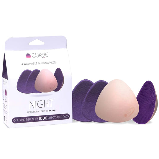 CURVE BY CACHECOEUR Curve by Cache Coeur Essential Plus Night Nursing Pads – 4-Pack Reusable Ultra-Absorbent