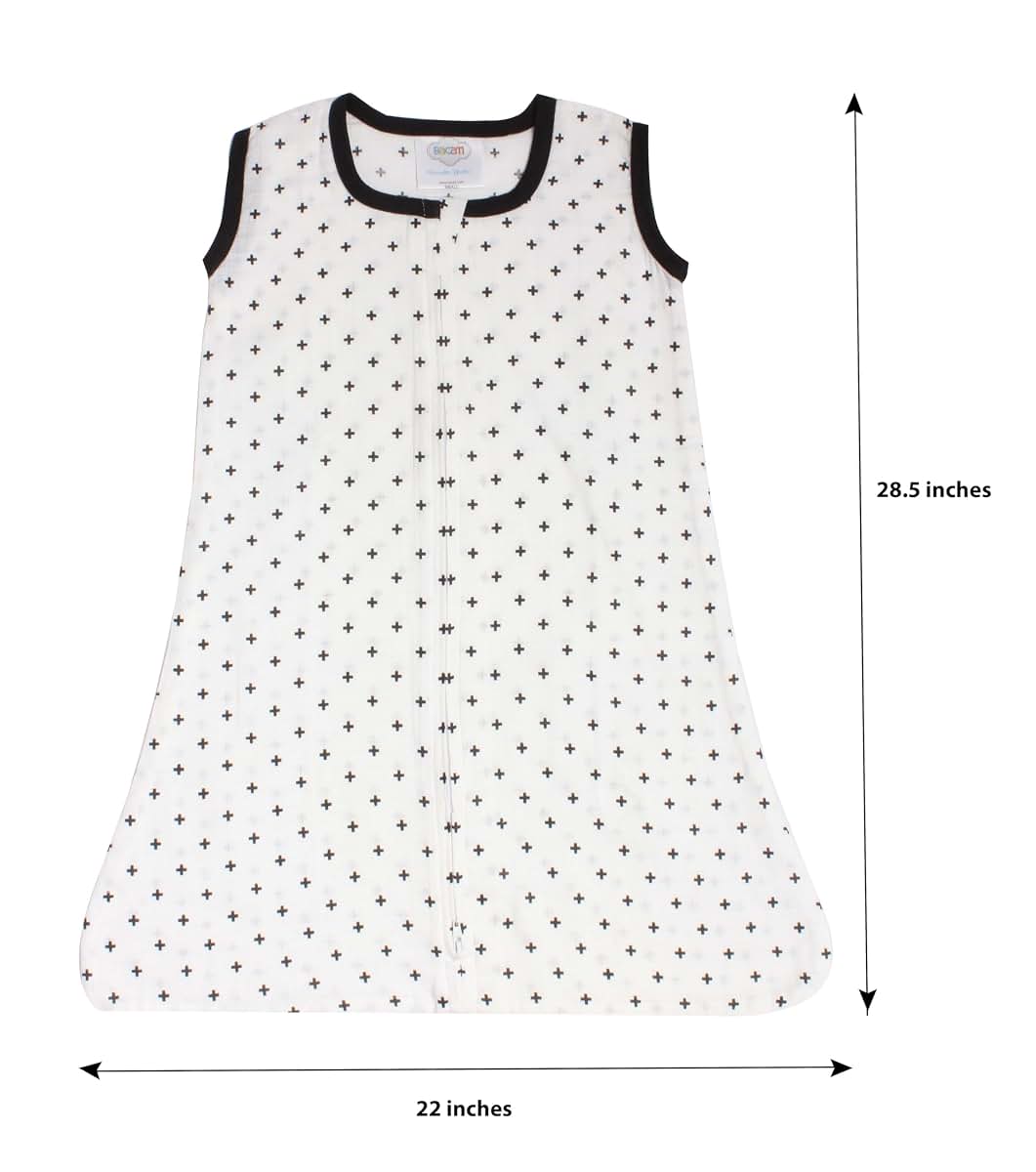 Bacati - Muslin Printed Sleeping Bag Wearable Blankets (Medium Plus/Cross, Black) (photo 3)