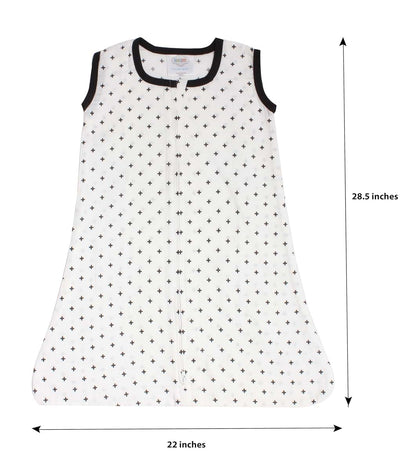 Bacati - Muslin Printed Sleeping Bag Wearable Blankets (Medium Plus/Cross, Black) (photo 3)