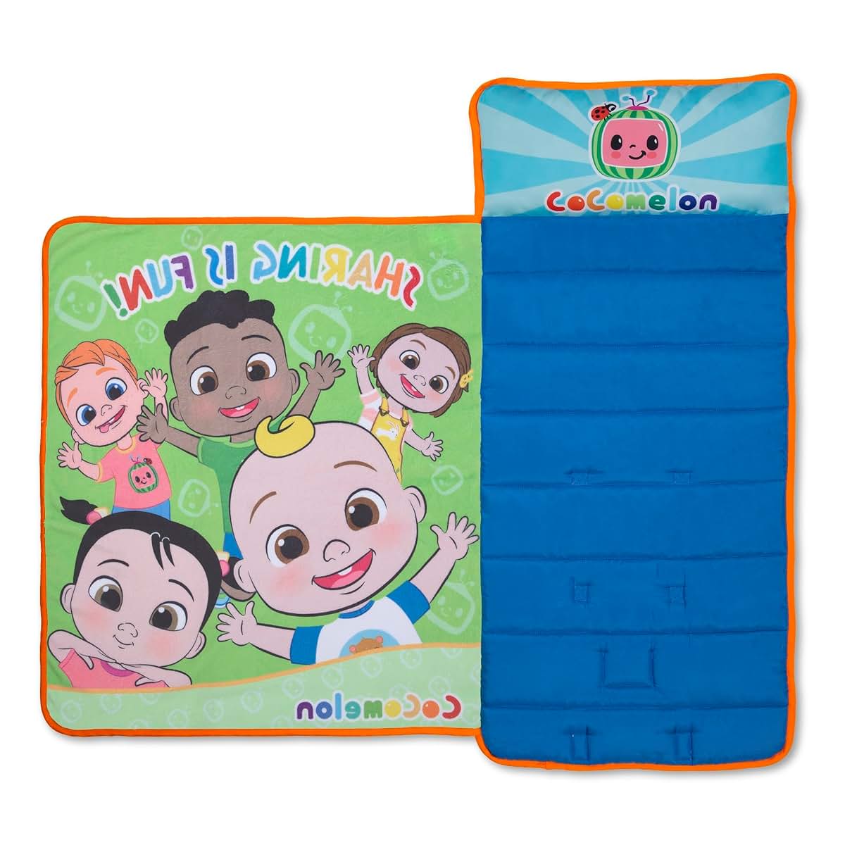 CoComelon Toddler Nap Mat with Attached Pillow and Fleece Blanket