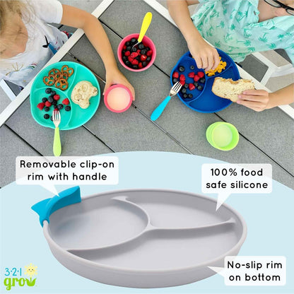 321 Grow Silicone Easy Scoop & Hold Plate Set for Self-Feeding