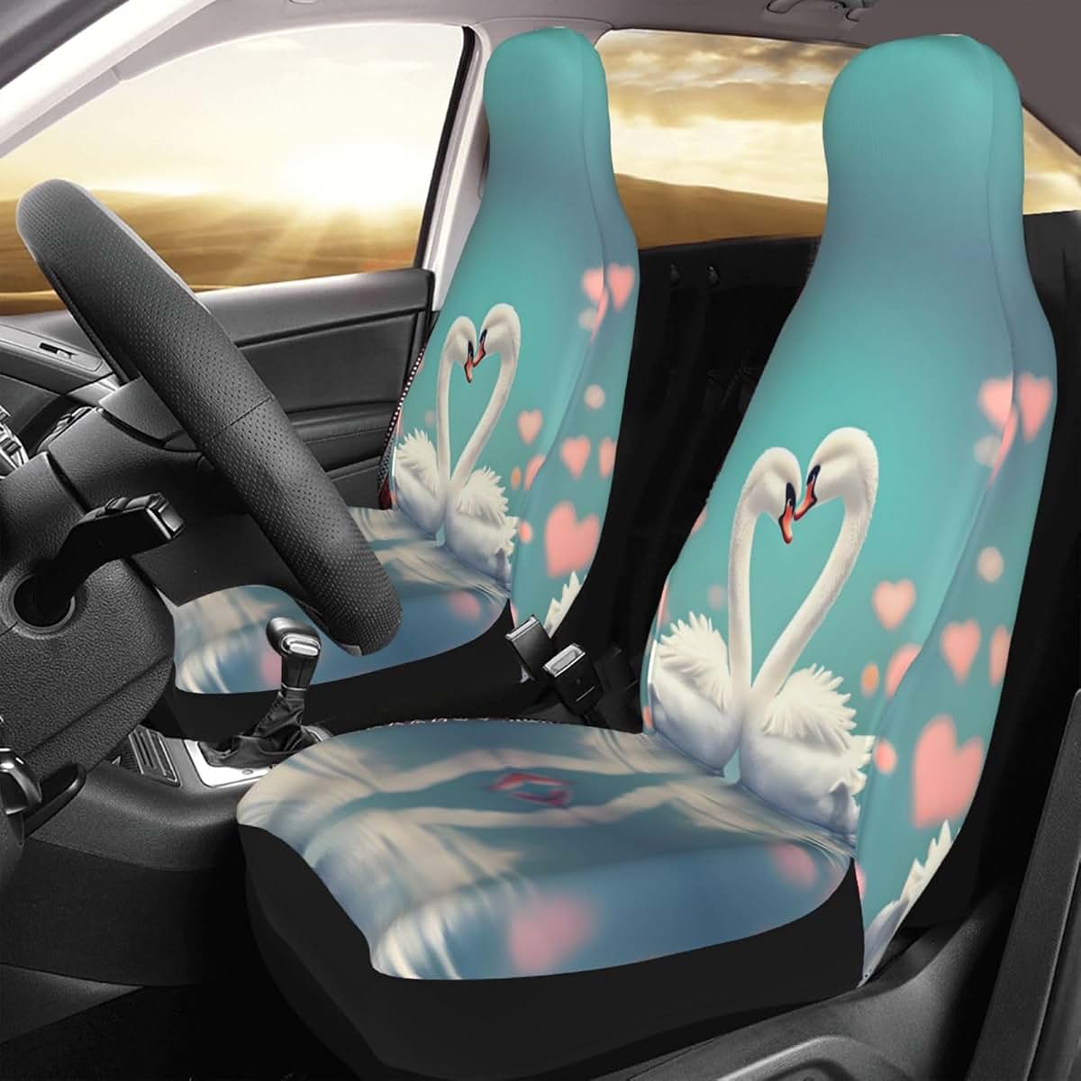 WZYCWB Car Seat Protectors, 2 Pack Polyester Covers with Foam Padding, Black