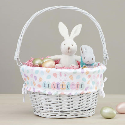 Personalization Universe Personalized Easter Basket – Custom Kids Easter Egg Basket – Happy Easter Eggs Embroidered (photo 2)