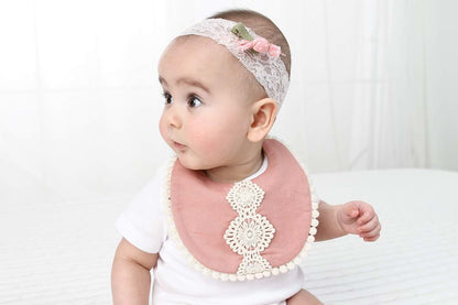 GZMM Baby Bib For Girls,Reversible Waterproof Handmade Natural Cotton Baby Drool Bib 0-12 months 3 Pack (photo 2)
