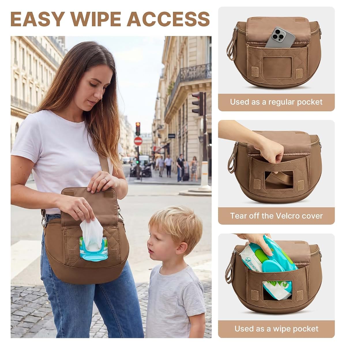 G4Free Small Diaper Bag with Portable Changing Pad, Nylon Crossbody Purse