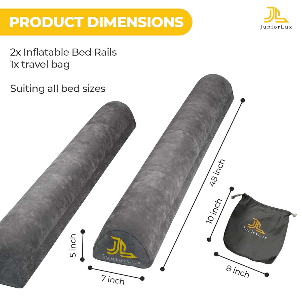 JuniorLux Inflatable Bed Rail For Toddlers And Kids, 2-Pack (photo 3)