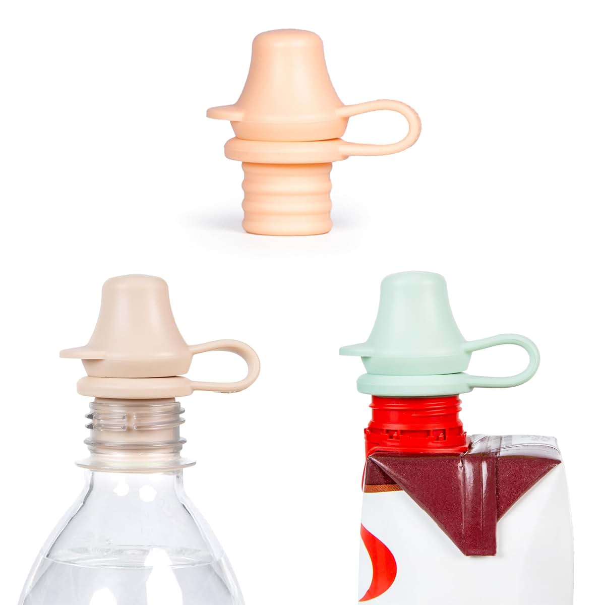 Kiddikap Original Silicone Sippy Spout Bottle Topper 3 Pack Pastel