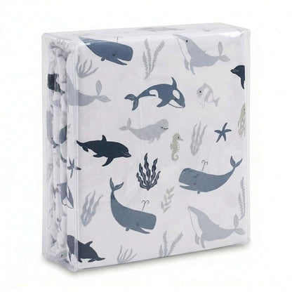 NoJo Marine Navy Ocean Friends 100% Cotton Fitted Crib Sheet