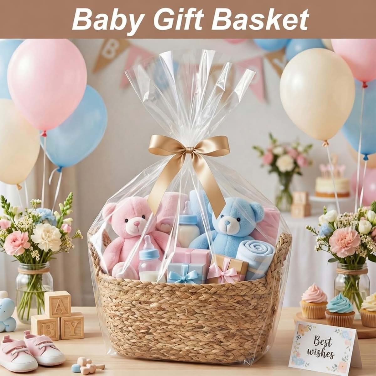 Colingmill 2 Pack Natural Wicker Gift Baskets With Bags And Ribbons