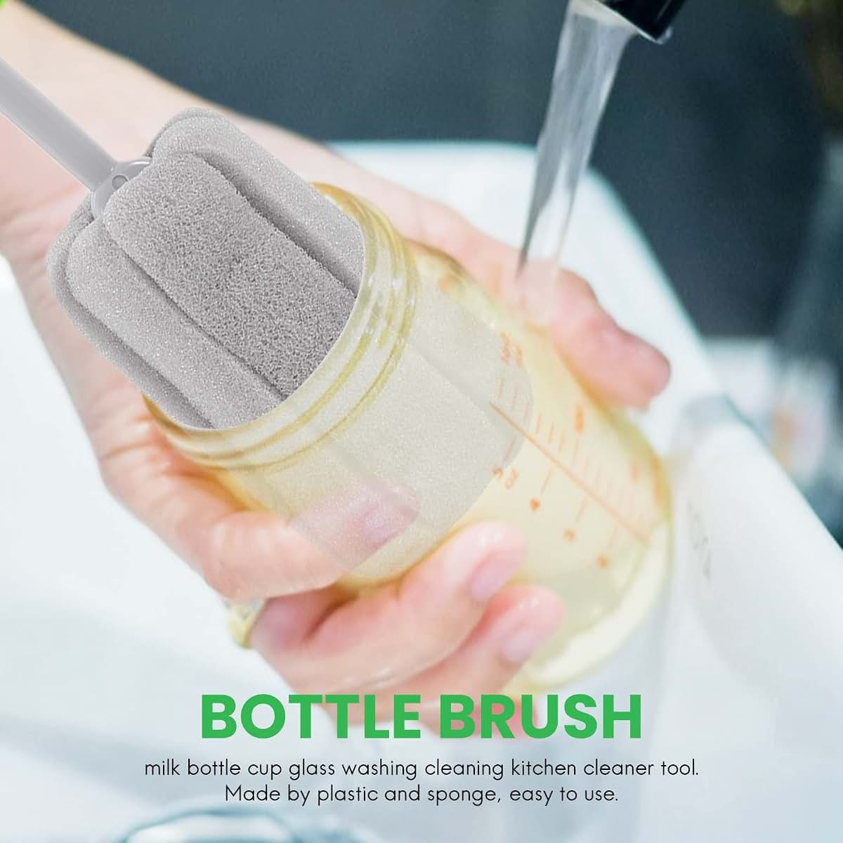 Ruitutedianzi Gray Sponge Brush Short Handle Bottle Cleaner (photo 3)