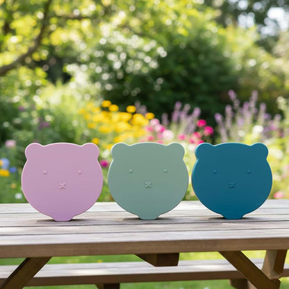Clevakid Silicone Snack And Fruits Container In Green Olive Bear Design