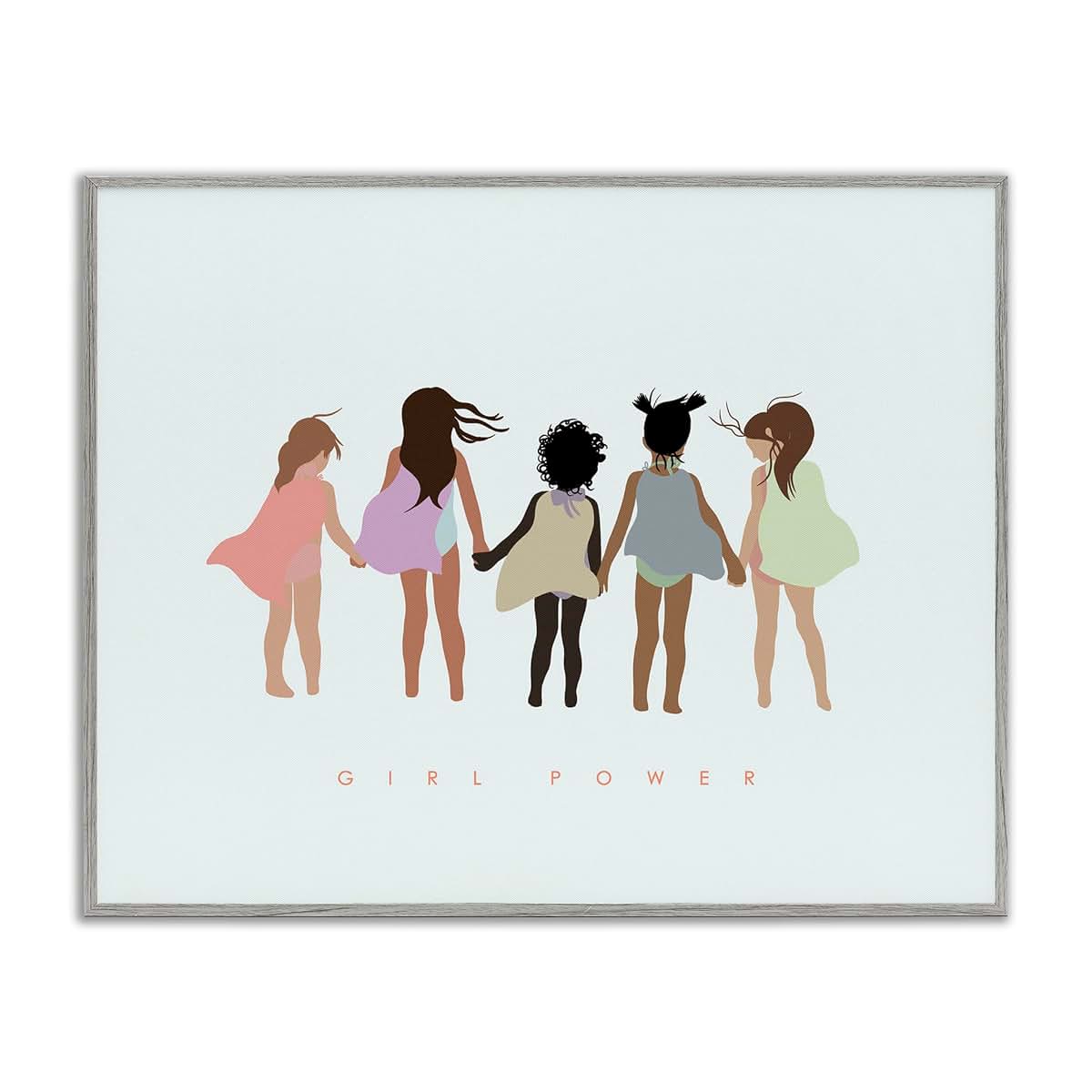 Stupell Industries Superhero Girl Power Framed Wall Art for Kids Room
