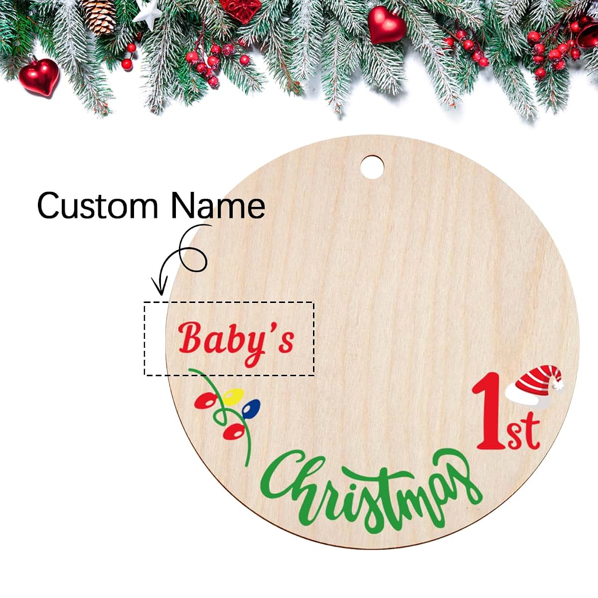 Liannan Baby's My First Christmas Handprint or Footprint Christmas Print Ornament,Christmas Tree Decoration Keepsake (photo 3)
