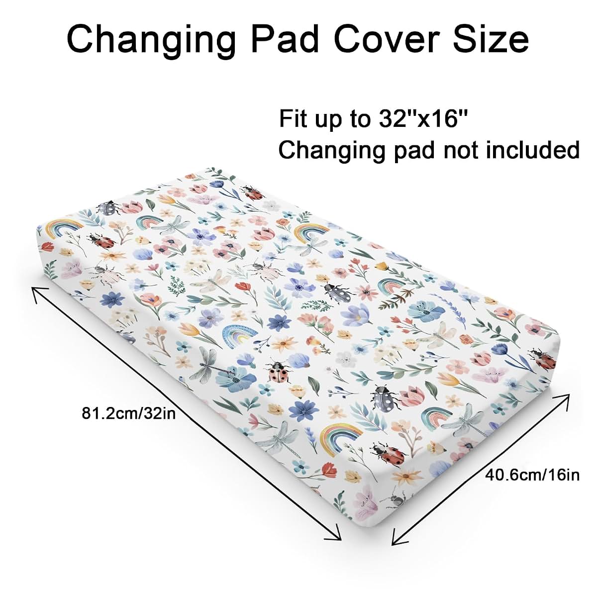 Hwmmbh Spring Garden Floral Rainbow Changing Pad Cover