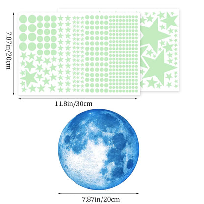 BabyOneStop 492-Piece Glow In The Dark Stars And Moon Wall Decals For Ceiling Decor