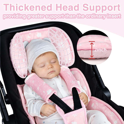 Infant Car Seat Insert, 3 in 1 Ultra-Thick Newborn Carseat Insert with Strap Covers for Girls, Man Fai Sky Universal (photo 4)