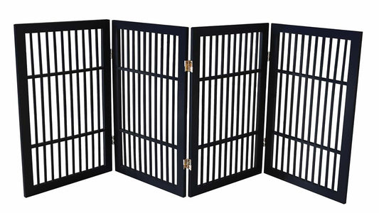 Urnporium Pet Dog Gate Freestanding, Strong Durable Folding Wooden Fence, Portable Acacia Hardwood Safety Barrier for