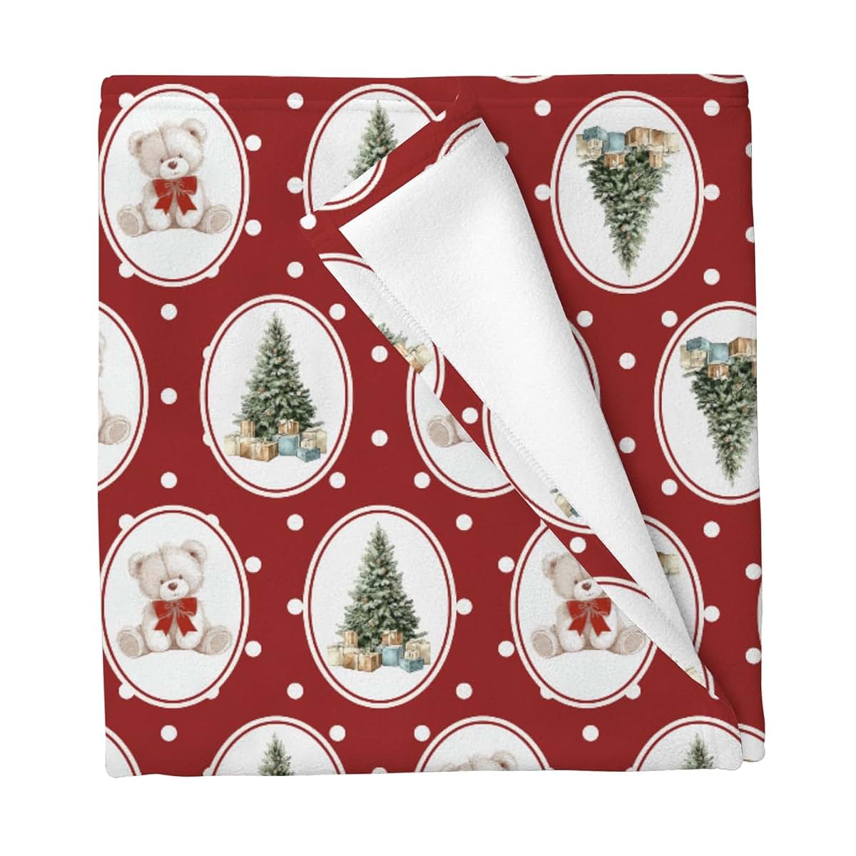 Cstdyfrv Christmas Bear And Tree Baby Blanket, 40x50 Inch Flannel Swaddle