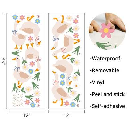 Cute Goose Floral Boho Farm Animal Wall Decals for Nursery and Kids Rooms