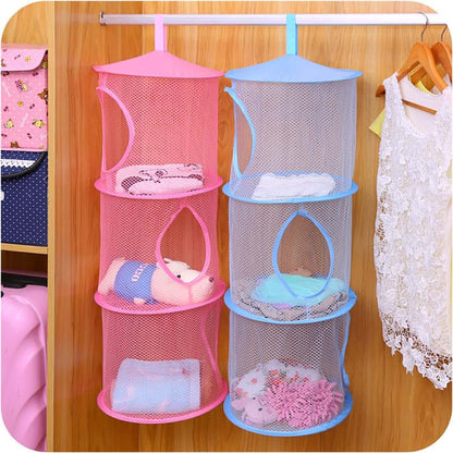 Gshllo Mesh Hanging Storage Bags for Toys and Clothes | 3-Layer Closet Organizer