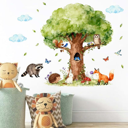 Mfault Watercolor Forest Animals Wall Decals, 2 Sheets Woodland Nursery Decor