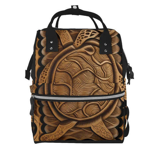 HCBPWVQA Hawaiian Tapa Honu Turtle Diaper Bag with Changing Pad and Pacifier Holder, Multifunction Laptop Backpack