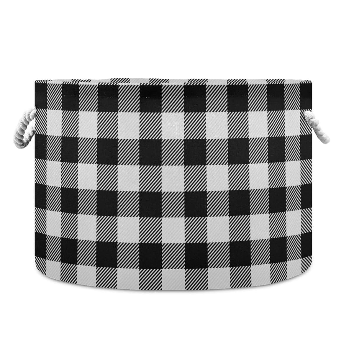 Kigai White Black Buffalo Plaid Cotton Rope Storage Basket