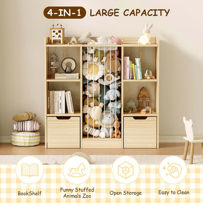 BabyOneStop Toy Storage Organizer With Stuffed Animal Zoo And Movable Drawers