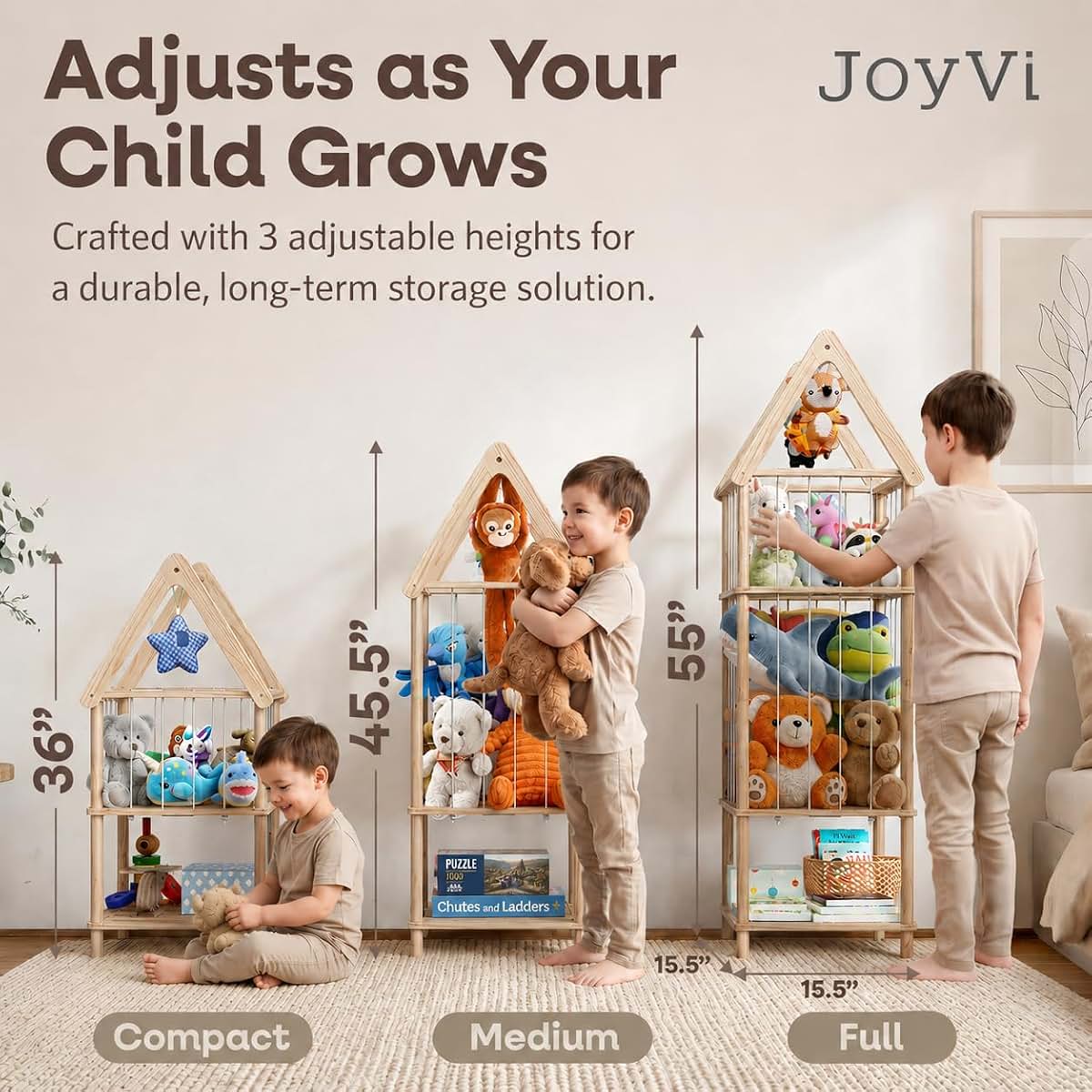 JoyVi Stuffed Animal Storage Corner With Adjustable Heights (photo 3)