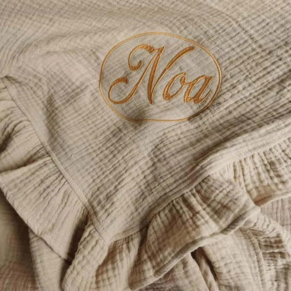 ZoikoM Ruffle Blanket Customize Baby Name Baby Blanket Personalized Baby Comforter Cotton Infant Blanket Swaddle Bath