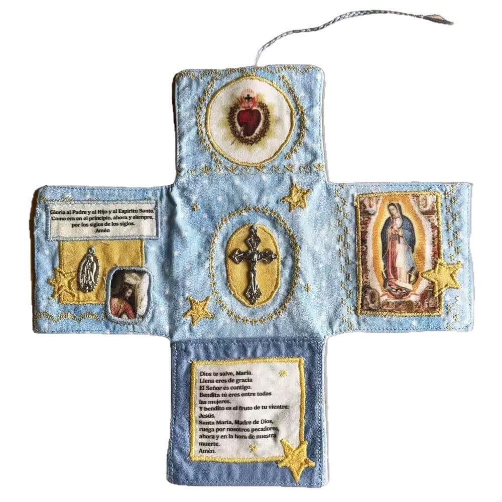 bobojuju Catholic Handmade Pocket Devotional Cross - Blue