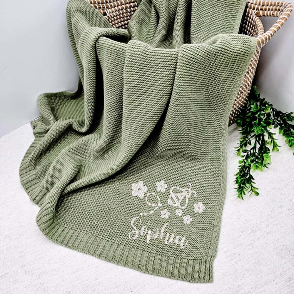 Noni Luxury Personalized Baby Blanket, Embroidery Gift for Baby Shower, Custom Knit Baby Blanket, Newborn Baby Gifts (photo 2)