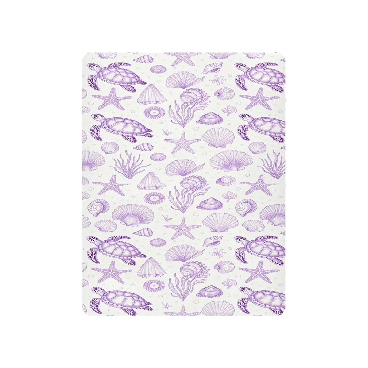 decor gift Muslin Fitted Crib Sheet Coastal Beach Summer Purple Ocean Seashell Bedding for boy 39''x 27'' (photo 2)