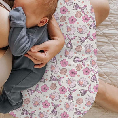 Selgkds Pink Summer Mermaids Seashells Floral Nursing Pillow Covers Boho Neutral Conch Pearls Soft Stretchy Nursing