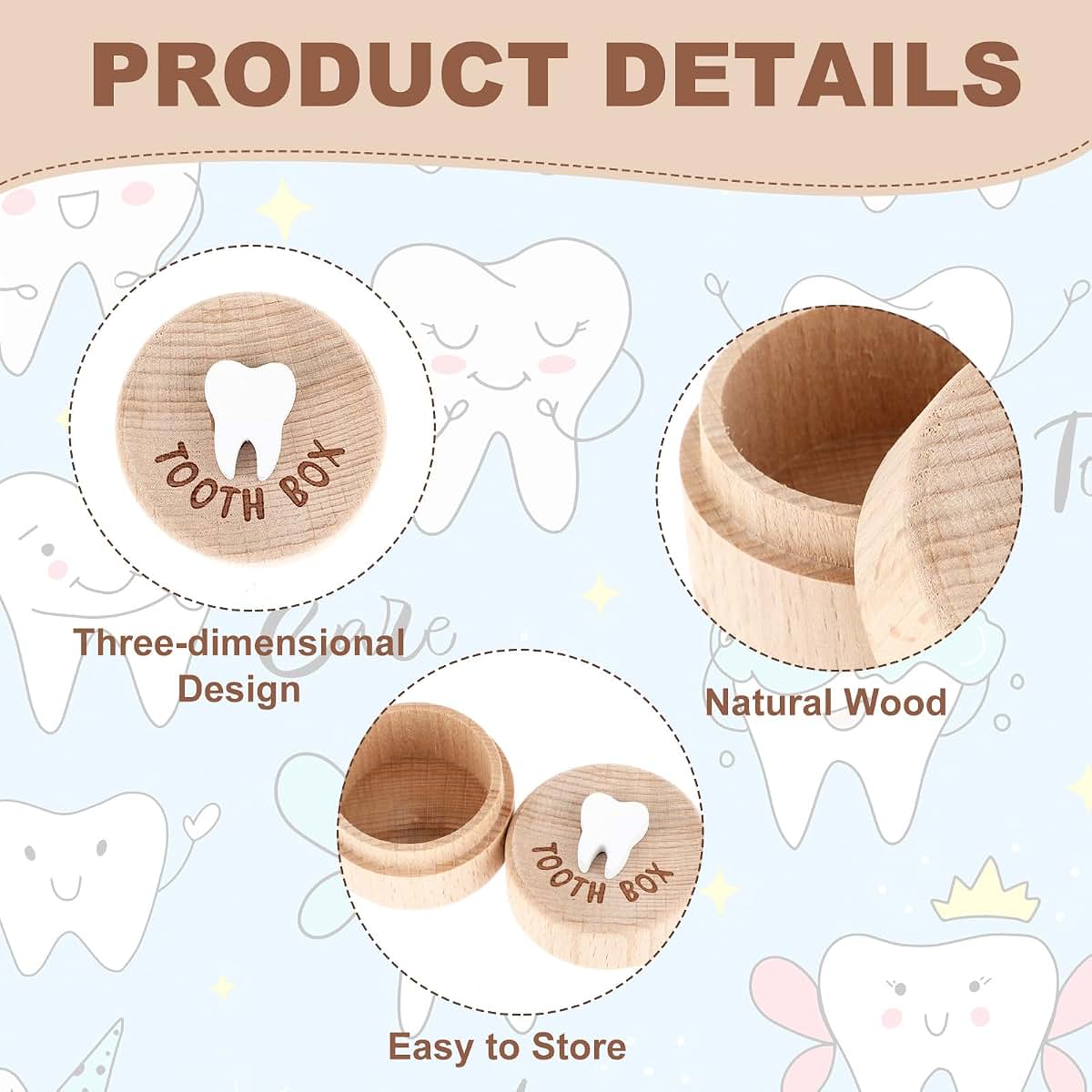 Tooth Fairy Tooth Holder 2-Piece Wooden Keepsake Box