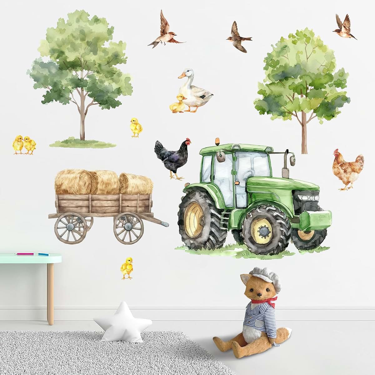 Mfault Farm Animals Wall Decals Stickers, 2 Sheets Vinyl Nursery Kids Room Decor